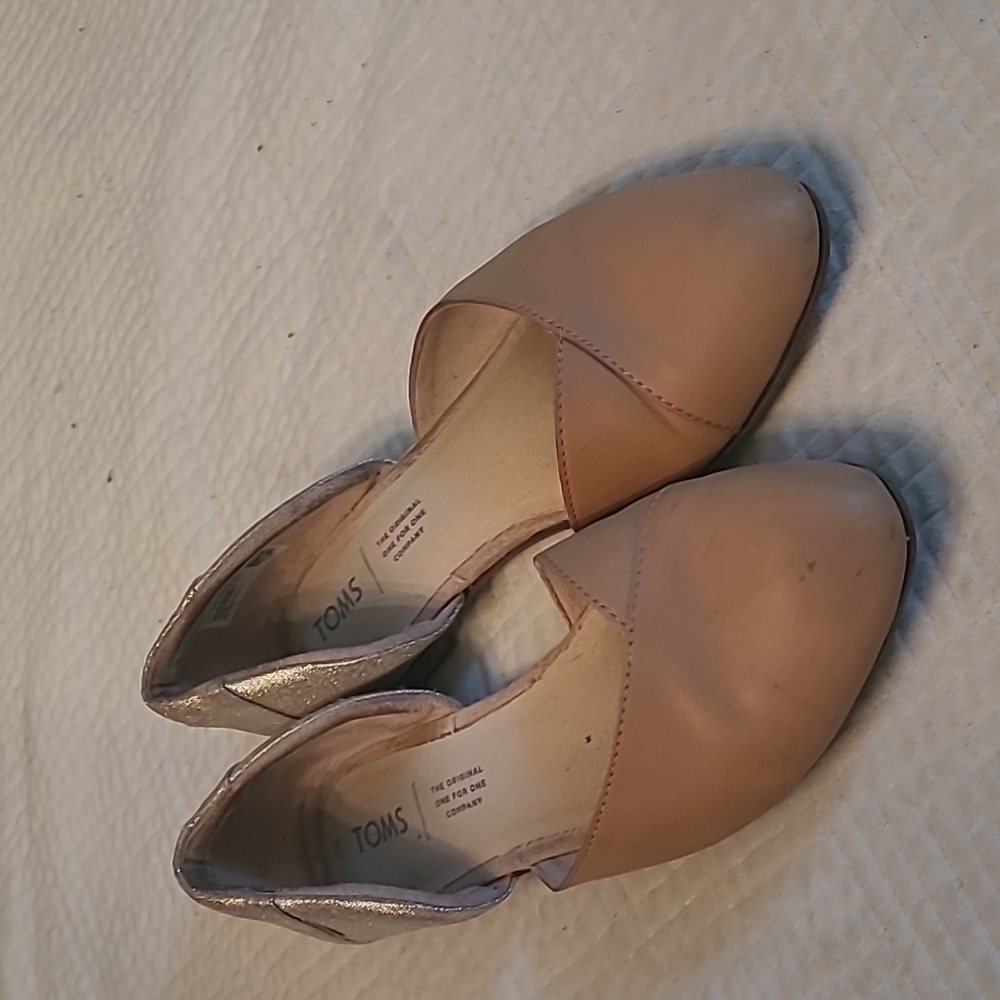 Toms Women's Julie D'Orsay Flats Honey Leather Sparkle Woven, Size 7